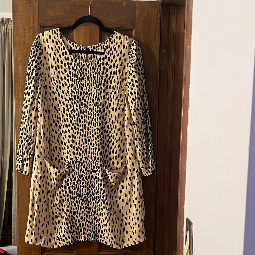 J. Crew Leopard Print Long Sleeve Dress